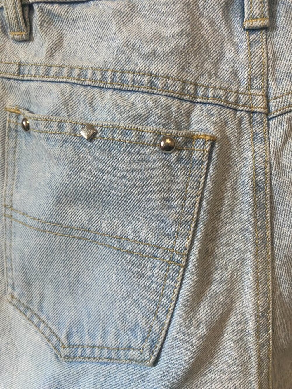 1980's/90's Vintage D'mode Classix Studded Frayed Denim Romper Light Wash 5 - Picture 16 of 16